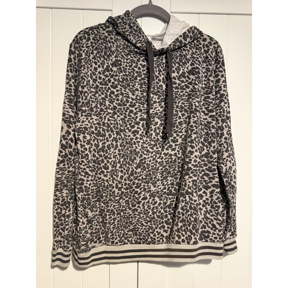 MOD ON TREND Leopard Print Hooded Pullover Sweatshirt Women Size M‎